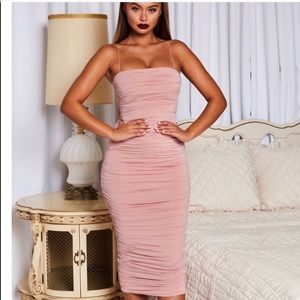 Oh Polly Pink MIDI Bodycon Dress